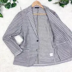 美品　23区オム　リネン混　サマージャケット　ホップサック　ロゴボタン　L