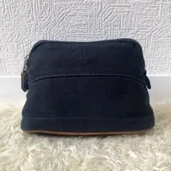 エルメス ポーチ ボリード ミニミニ Hロゴ キャンバス レザー ネイビー 茶色