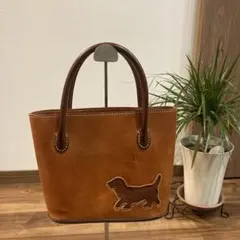 【美品】genten ゲンテン 本革 レザー トートバッグ カットワーク ドッグ