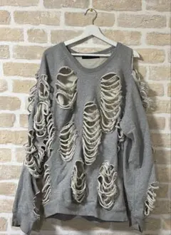 JUN NAKAYAMA DISTRESSED CREWNECK グレー