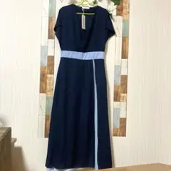 iminoaru ネイビーと水色のロングワンピース