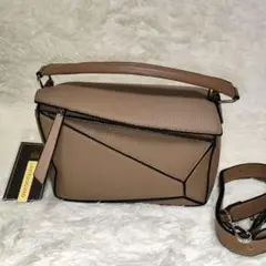 【新品】 レザー ハンドバッグ ショルダー パズルバッグ ベージュ