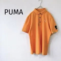 Z【PUMA＊プーマ】半袖ポロシャツ ボタンダウン ロゴ入 オレンジ メンズL