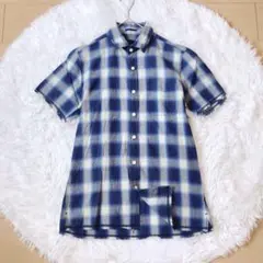 GROUND FLOOR⭕️ナノユニバース　半袖チェックシャツ　メンズS 希少
