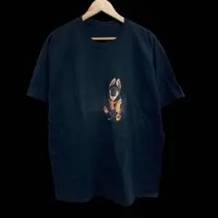 US古着 ハスキー ドッグ アニマル柄 半袖Tシャツ XL ブラック