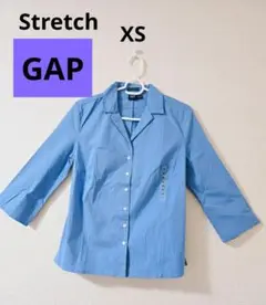 GAP 未使用ストレッチ 青 七分袖シャツ
