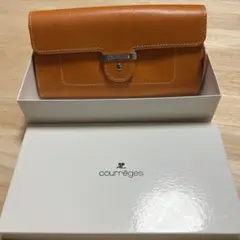 courrèges オレンジレザー 長財布