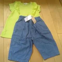 3can4on 蛍光イエロー Tシャツ ハーフパンツ セット 100cm