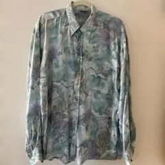柄シャツ メンズ Lサイズ ブルー系