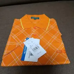 KENZO ポケット付き半袖ポロシャツ オレンジ チェック柄 サイズ3(M相当)
