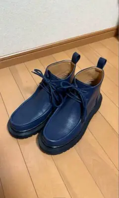 美品 アズール チロリアンブーツ ネイビー
