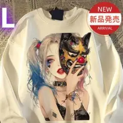 ✨新品✨アニメ風 美少女プリント Tシャツ 長袖 オーバーサイズ カジュアル L