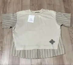 【新品】ブランシェス　110cm Tシャツ　ストライプ　ベージュ　シンプル