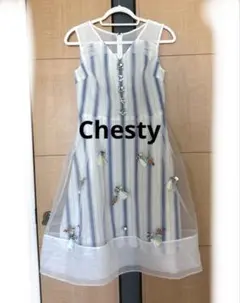 Chesty チェスティ ビジュー付き ワンピース ドレス オーガンジー