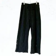 アイテムズ アーバンリサーチ　レース　ワイド　パンツ　黒