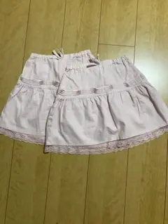 薄いピンク レース付きフレアスカート 2点セット130