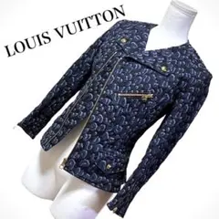 【美品】LOUISVUITTON ライダース ジャケット レオパード 豹柄 青