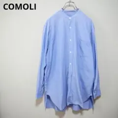 COMOLI 21SS バンドカラーシャツ Saxblue 2