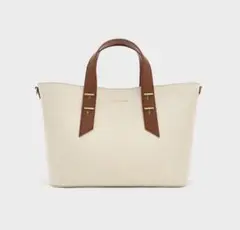 CHARLES&KEITH シャナイア ダブルハンドルスラウチーバッグ ブラウン