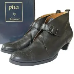 【美品】◾️chausser◾️アンクルブーツ◾️ビブラムソール◾️レザー◾️ブラック