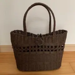 ブラウン バスケット編み トートバッグ