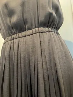 MICHEL KLEIN ミシェルクラン ダークブラウン 半袖プリーツワンピース
