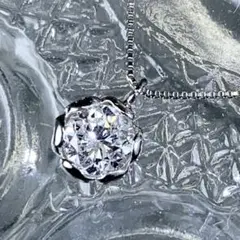 ダイヤモンド0.43ct プラチナ 一粒ダイヤ ローズ ダイヤモンドネックレス
