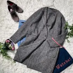 『UNIQLO』ユニクロ ニットロングコート (M) 黒 グレー