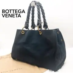 ボッテガヴェネタ トートバッグ イントレチャート レザー キャンバス ブラック