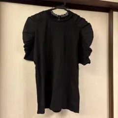 ルイルエブティック♡レース付きパフスリーブブラックTシャツ