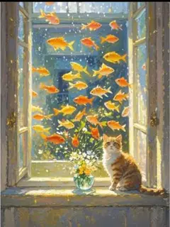 ダイヤモンドアート　金魚の窓