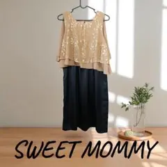 SWEET MOMMY ノースリーブワンピース ベージュ/黒