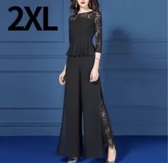 2XL 新品 セットアップ ワンピース ドレス パンツ レディース 結婚式 黒