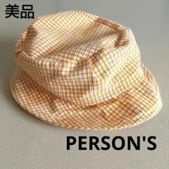 美品　パーソンズ ハット チェック柄 綿100％