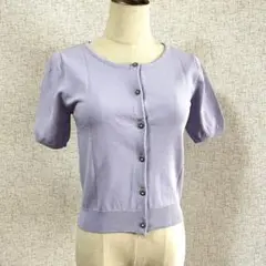 MISCH MASCH 【美品】ラベンダー 花型ボタン 半袖カーディガンM