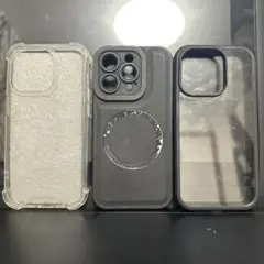 iPhone14Pro用 スマホケース 透明/黒 3点セット
