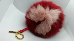 FENDI フェンディ ポンポン ファーチャーム レッド×ピンク ハート