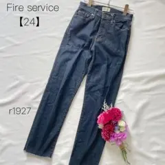 美品 ストレート　カットオフ ボトムス　デニム ジーンズ　ストレッチ　【24】M
