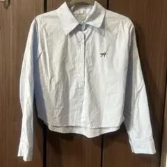 ライトブルー クロップドシャツ