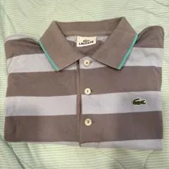 LACOSTE グレー ストライプ ポロシャツ サイズ2