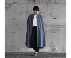 【美品】HUIS. 綿ウールタイプライターバルーンスリーブワンピース