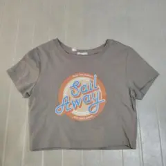 【GU】Sail Away クロップドTシャツ ブラウン　Mサイズ
