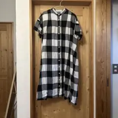 サンバレーチェック柄 半袖シャツワンピース