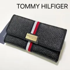 トミーヒルフィガー 長財布 ウォレット カードケース 総柄 ロゴ 黒 ブラック