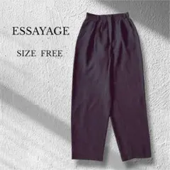 ESSAYAGE ストレートパンツ イージーパンツ ハイウエスト 綺麗め 黒