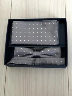 ドット柄 グレー ボウタイ セット