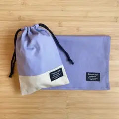 ◆売り切りSALE◆ランチョンマット&巾着袋　#パープル切替白×黒