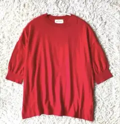 補修あり 美品◯MEYAME コットン ニットT レッド