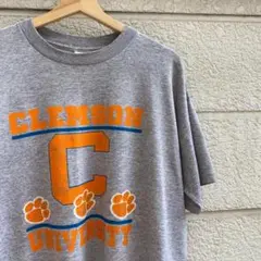 80s USA製 グレー カレッジプリントTシャツ アニマル vintage
