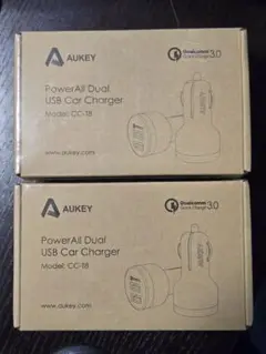 AUKEYカーチャージャー2個セット新品 最大36W QC3.0対応 CC-T8